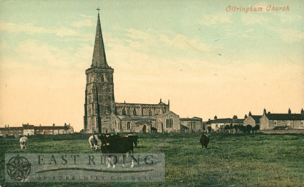 St Wilfrid’s Church and village from south west, Ottringham 1900