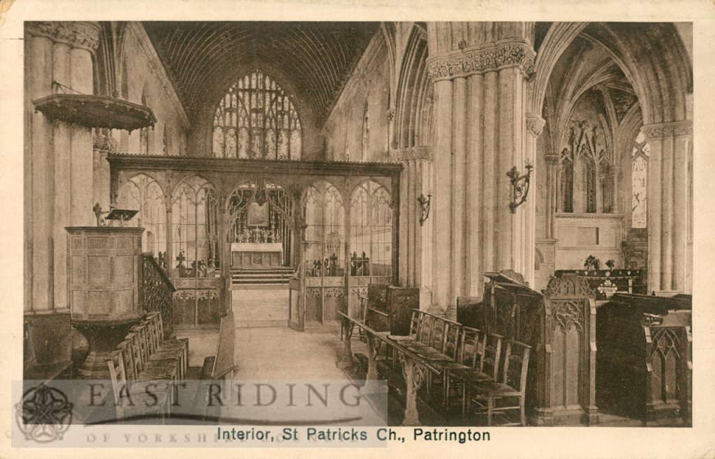 St Patrick’s Church interior – crossing and chancel from west, Patrington 1910