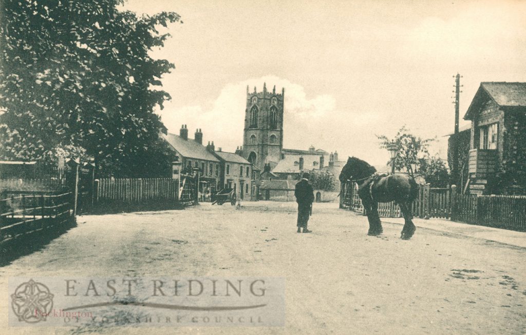 Railway Street and level crossing from south west, Pocklington 1900