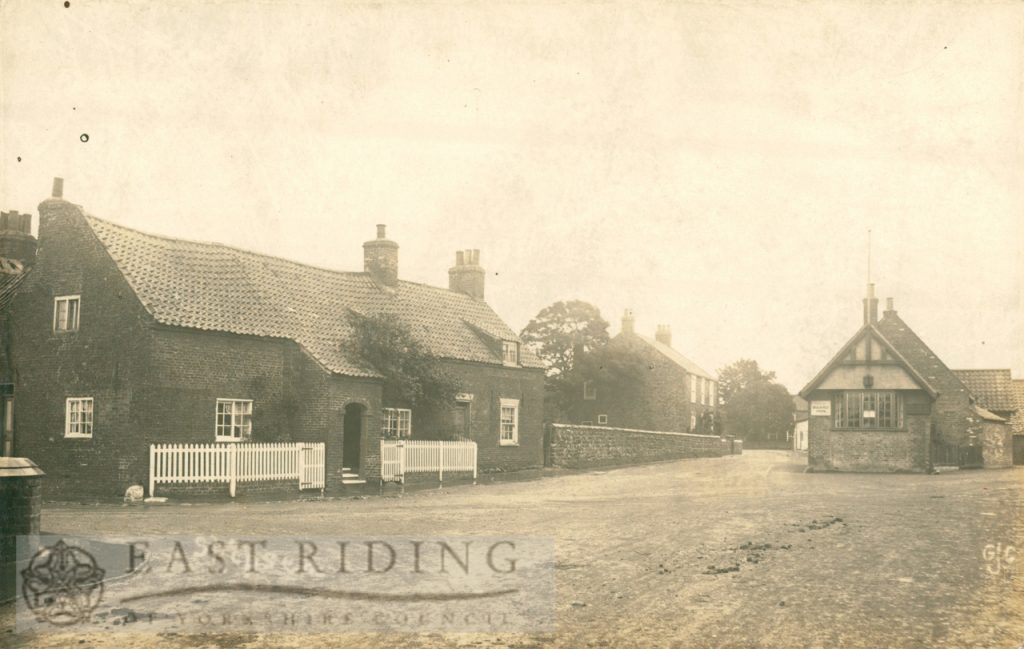village street from east, with Board Inn, Skipsea 1900