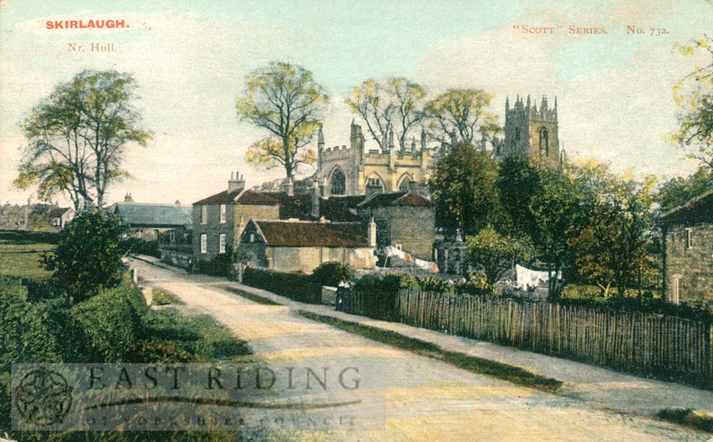 village street and St Augustine’s Church from north east, Skirlaugh 1910