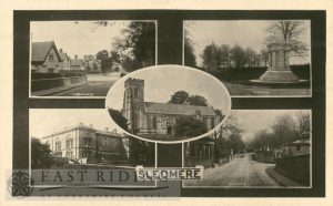 5 small views – St Mary’s church from south west, village street, Wagoner’s Memorial, Sledmere House from south east, Sledmere  1900