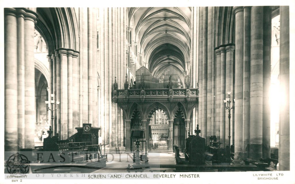 Beverley Minster interior, screen and chancel, Beverley c.1900s