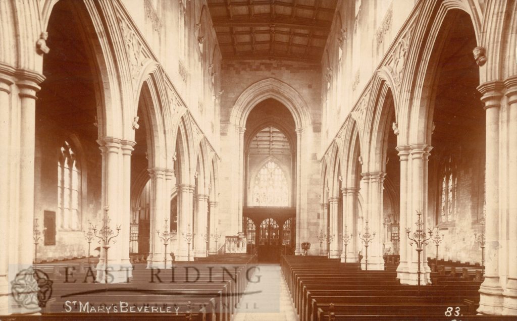 St Mary’s Church interior, nave from west, Beverley 1900s