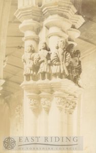 St Mary’s Church interior, Minstrel’s Pillar from south east, Beverley 1900s