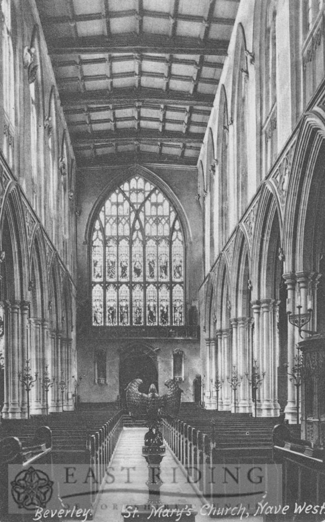 St Mary’s Church interior, nave from east, Beverley 1920s