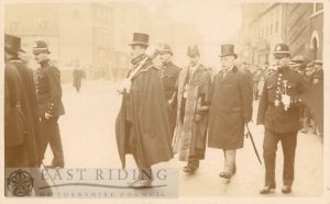Civic event, Mayor and Town Clerk entering St Mary’s Church, Beverley 1913