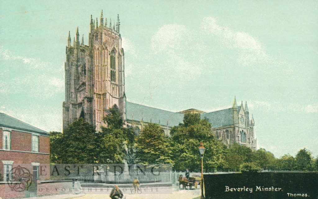 Beverley Minster from south west, with corner of Keldgate, Beverley 1900s
