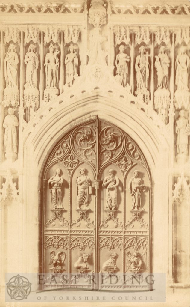 Beverley Minster interior, west door, Beverley 1900s