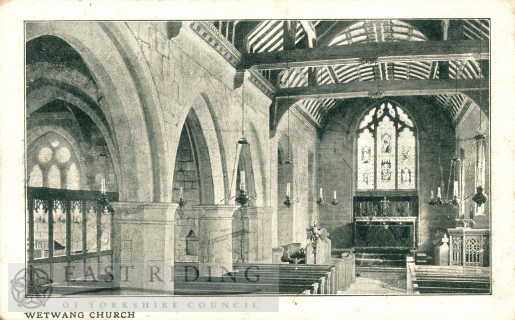 St Nicholas Church interior – nave from south west, Wetwang 1904