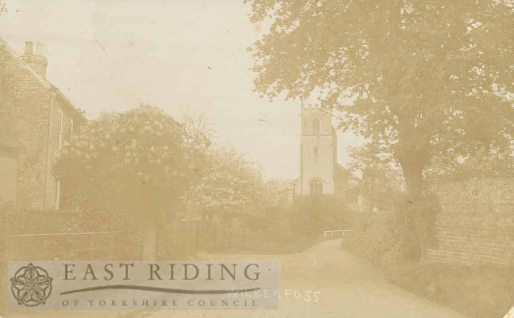 village street and St John Baptist Church from west, Wilberfoss 1914