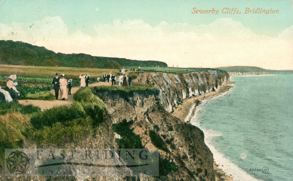 Sewerby cliff path, Bridlington 1910, tinted