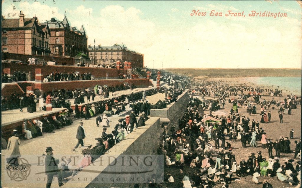 Terraces and beach, Bridlington 1906, tinted