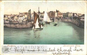 The Harbour from south, Bridlington 1904, tinted