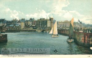The Harbour from south, Bridlington 1905, tinted