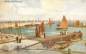 The Harbour from west, Bridlington 1910, tinted