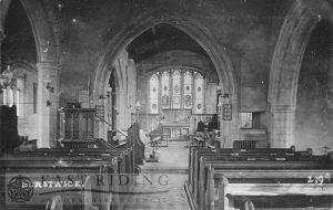 All Saints Church, interior – nave and chancel, Burstwick 1905