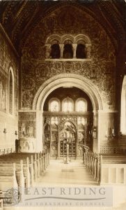 St Michael ‘s Church, interior, nave and chancel arch from west, Garton-on the-Wolds  1900s