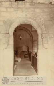 All Saints Church, south door and font, Goodmanham  1907