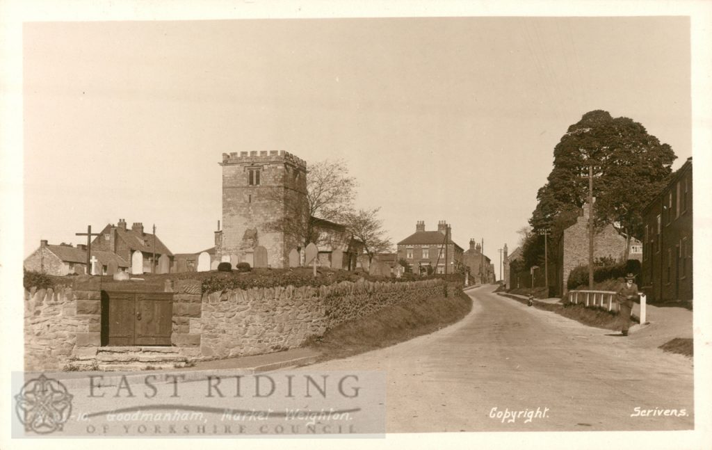 Village street and All Saints Church from south west, Goodmanham  1930