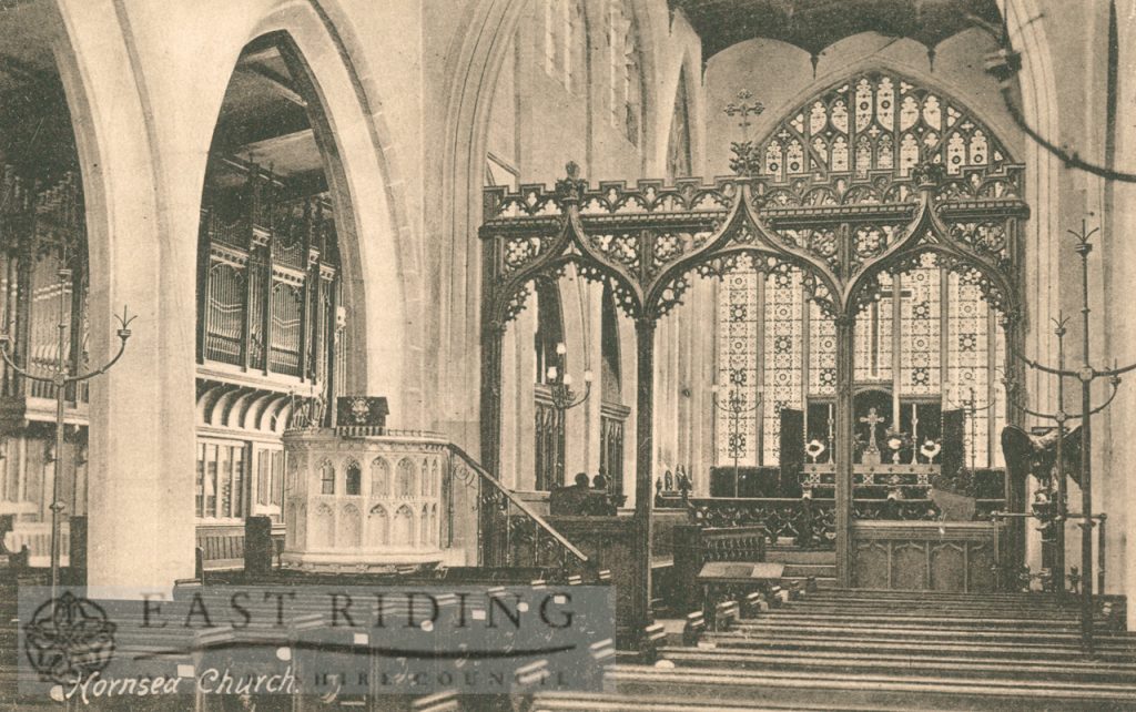 St Nicholas Church interior – chancel from south west, Hornsea 1900s