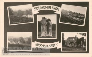 5 small views – Bridge, Station and Bridge from east, Station platform, Gatehouse arch and lancet at east end of church, Kirkham Abbey 1910