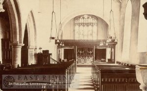 All Saints Church interior – nave and chancel from west, Londesborough 1900