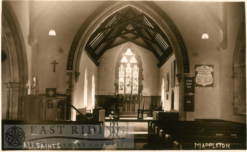 All Saints Church chancel from west, Mappleton 1900