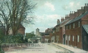 village street with St Andrew’s Church from south west, Middleton-on-the-Wolds  1910