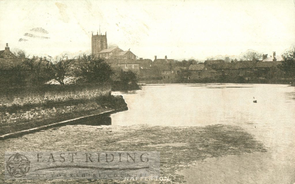 All Saints Church and pond from south east, Nafferton 1904