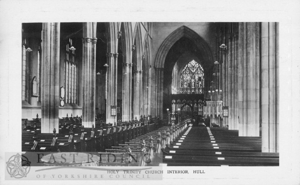 Holy Trinity Church, interior showing nave from west, Hull c.1900s