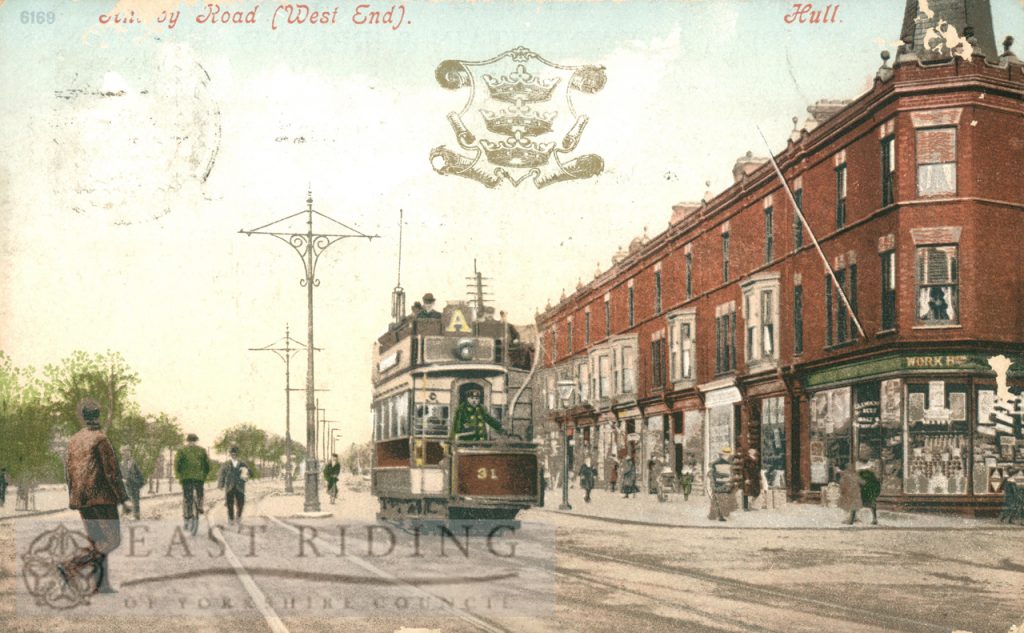 Anlaby Road from west, Walton Street junction, Hull 1906