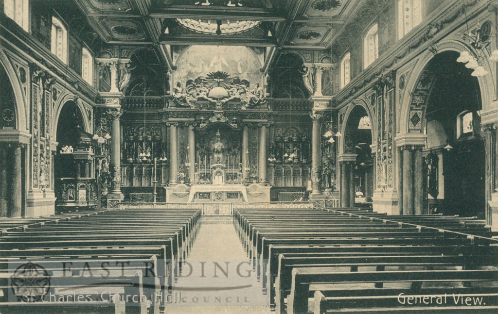 St Charles Church, nave from west, Hull 1900s