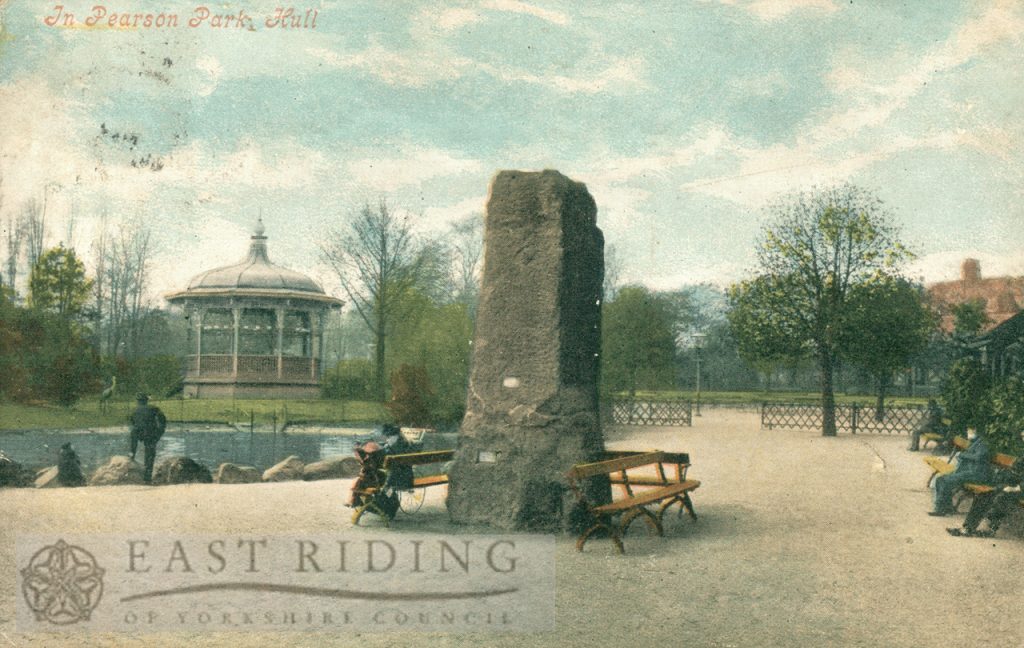 Pearson Park, lake and bandstand, Hull 1903
