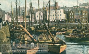 Harbour from south, with fishing boats, Scarborough 1906
