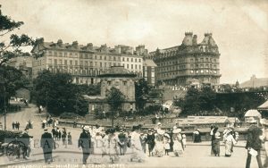 Rotunda Museum, Grand Hotel and St Nicholas Cliff from south west, Scarborough 1900